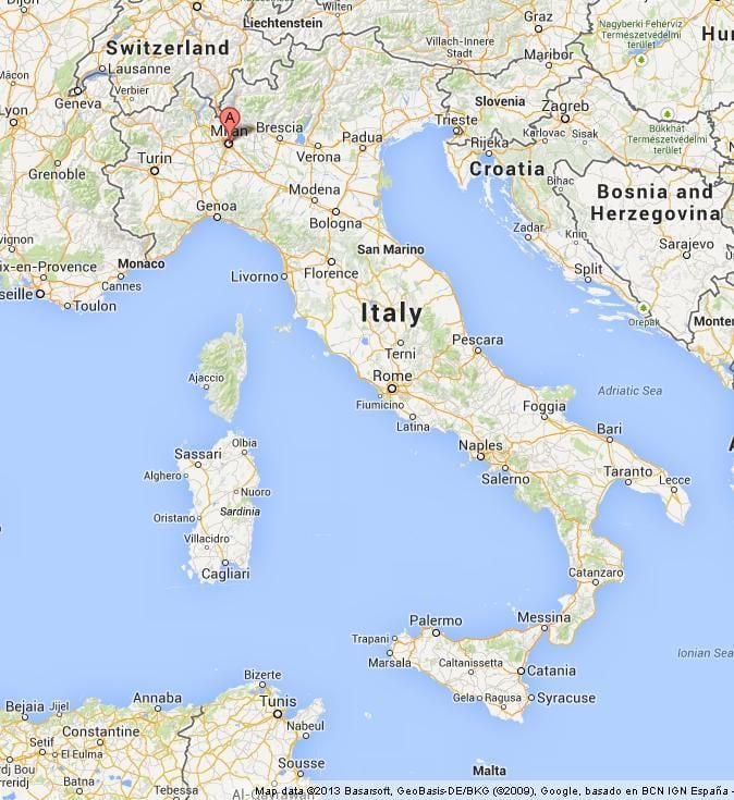 milà en el mapa del món