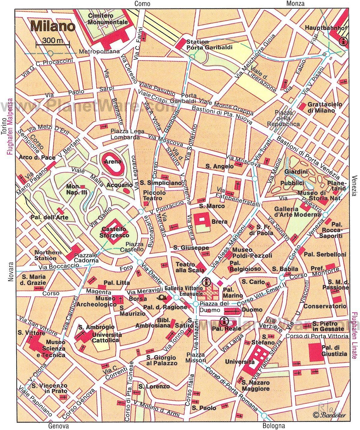 milà, itàlia mapa turístic