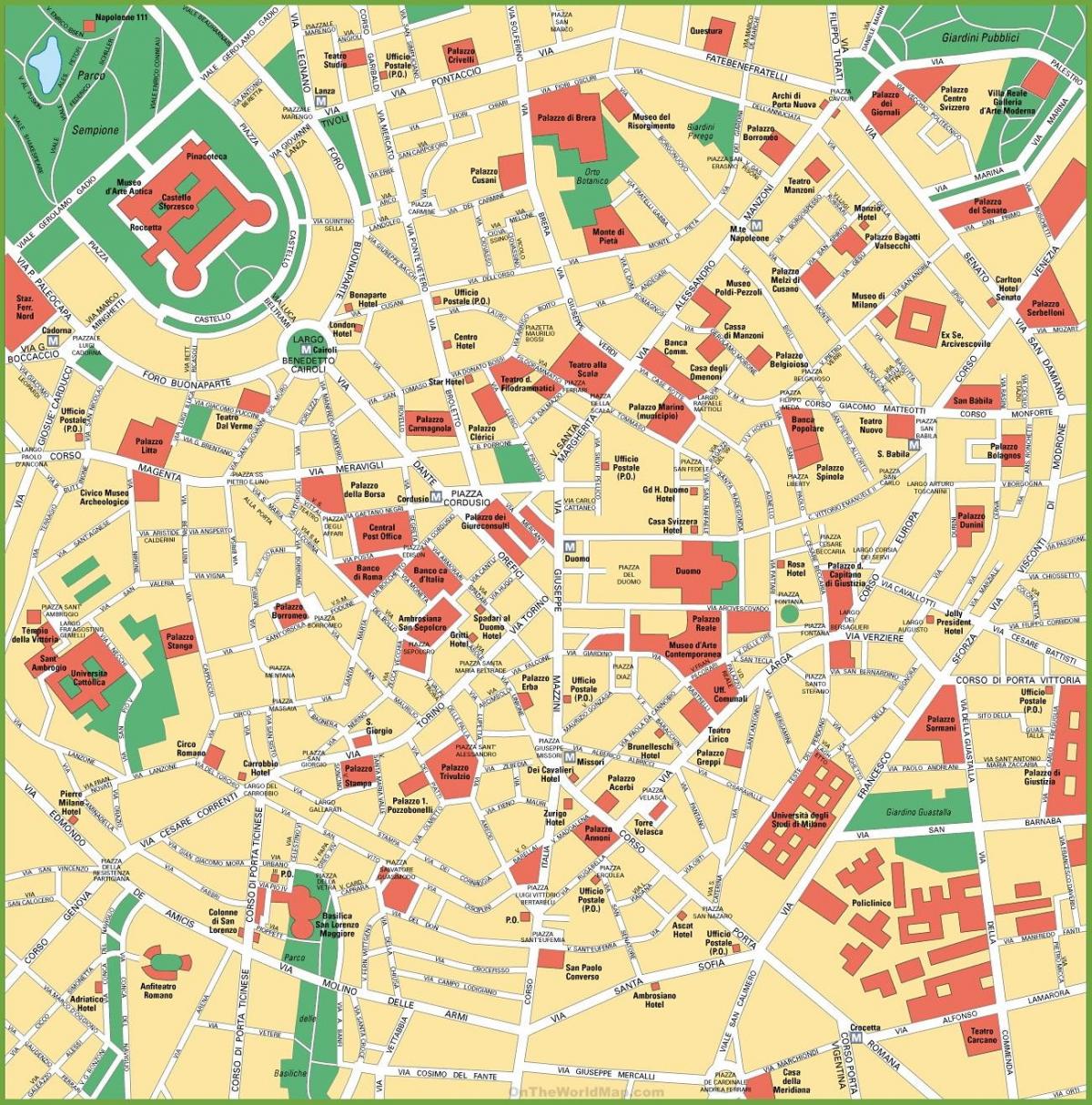 mapa de la ciutat de milà, itàlia